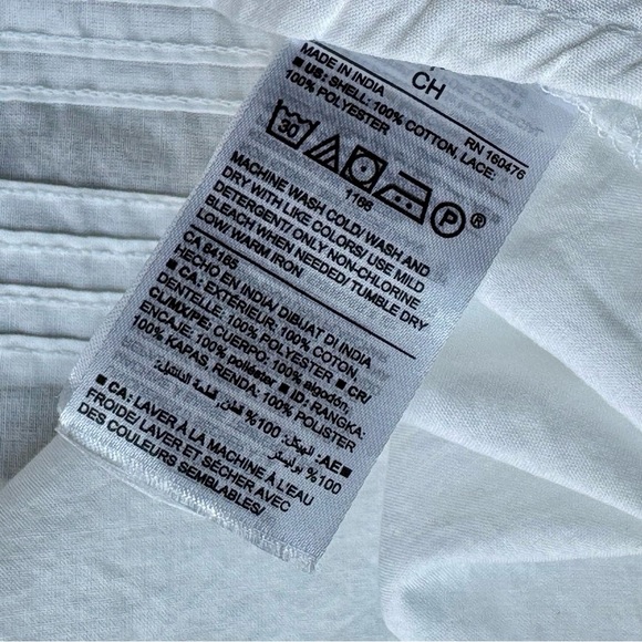 Old Navy White Boho Pintuck Popover Split-Neck Lace-Trim Blouse Size S - Picture 6 of 11